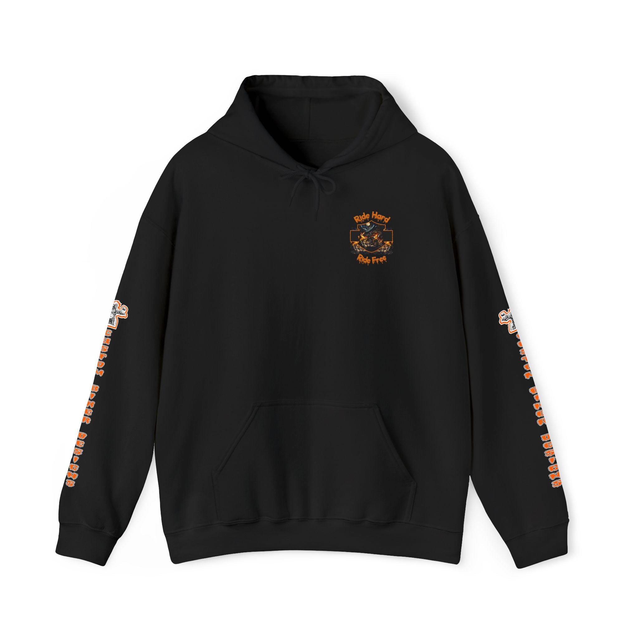 Ride Hard Ride Free Biker Hoodie | Skull Motorcycle Graphic