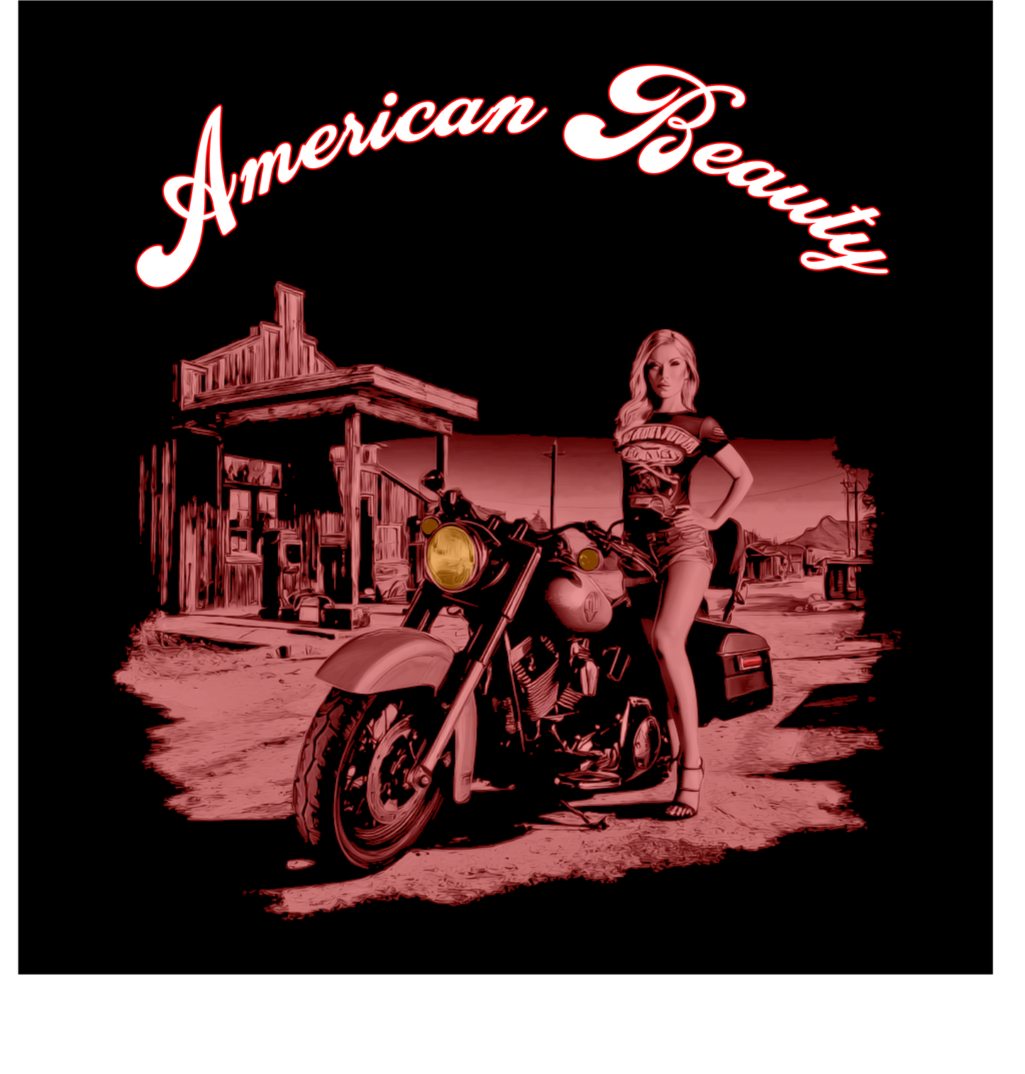 American Beauty" Motorcycle Graphic T-Shirt