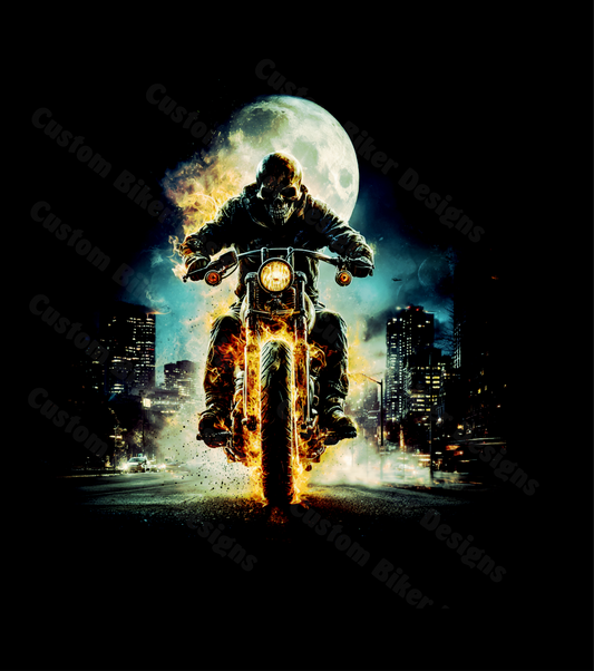 Flaming Biker Skeleton 01